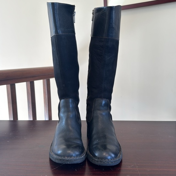 Born Baret II black, tall, leather suede zip up boots 7.5 W3359 - Picture 4 of 16